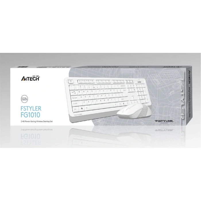 A4 Tech Fg1010 2.4g Beyaz Q Fn-mm Klv+optik Mouse Set