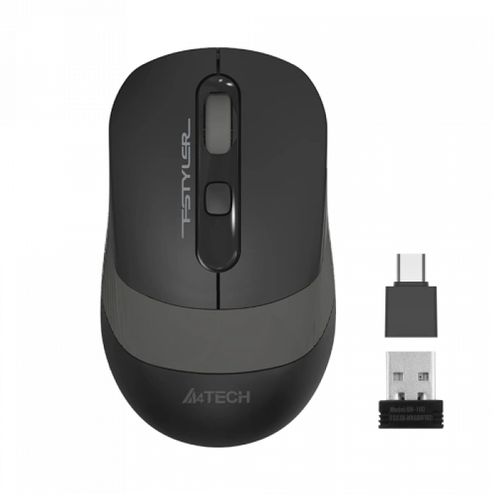 A4 Tech Fg10cs Aır2, Grey, Sılent, Fstyler, 2,4ghz Kablosuz, Usb-c Den Şarj Edilebilir, Optik Mouse, 10-15metre, 4 Buton, Nano Alıcı