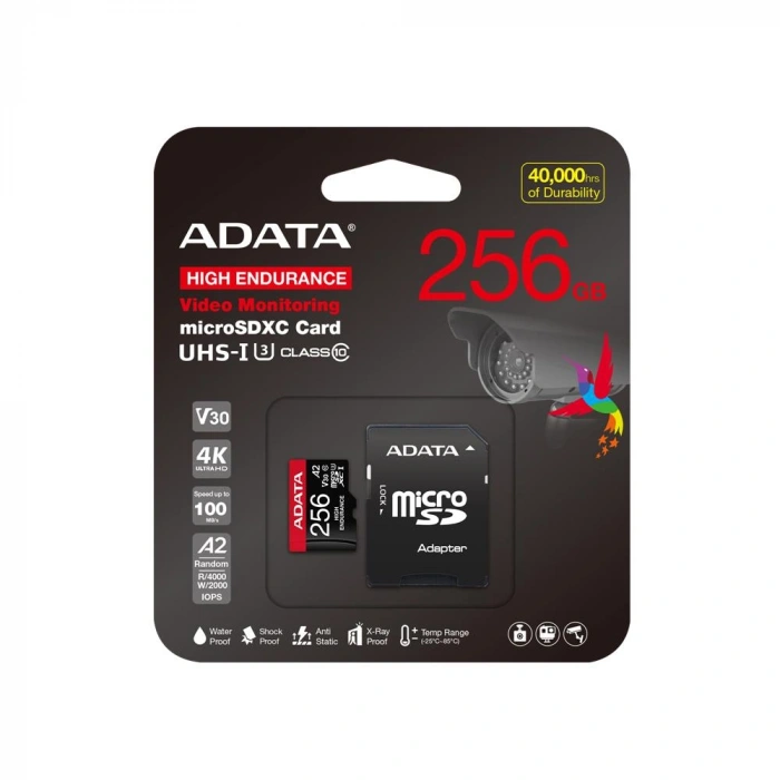 Adata 256 Gb High Endurance Microsdxc 4k U3 V30 A2 Hafıza Kartı