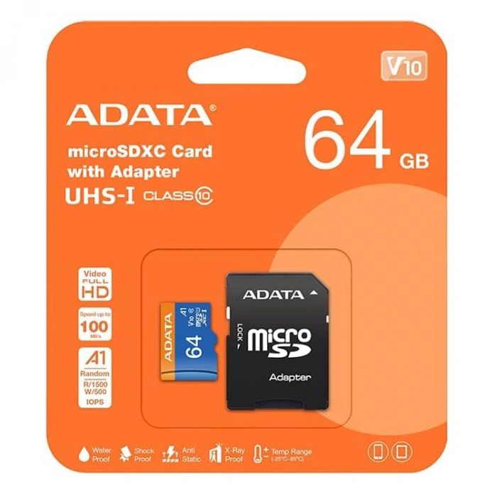 Adata 64gb Premier Microsdxc Card With Adapter Uhs-ı Class10 V10 Hafıza Kartı