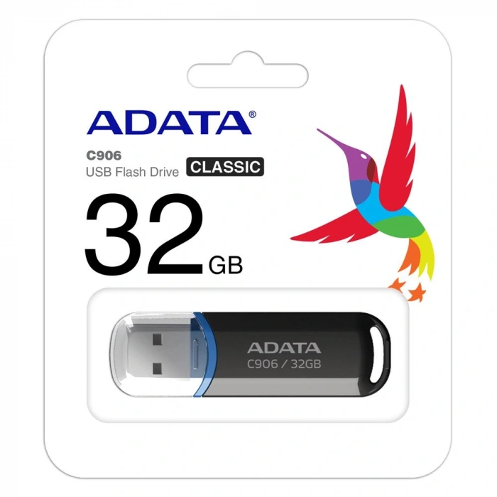 Adata C906-32gb 32gb Usb2.0 Classic Black Flash Bellek
