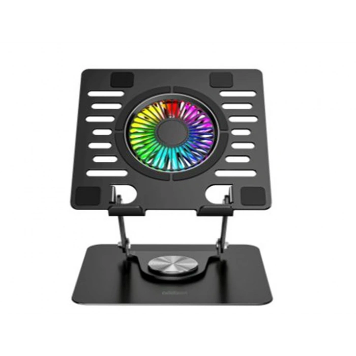 Addison Ad-rc36 Steely 360 Derece Dönebilen Fanlı Rgb Işıklı Ayarlanabilir Siyah Metal Laptop Stand