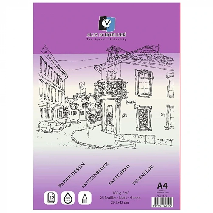 Alex Schoeller Çizim Blok A4 180 Gr 25 Li Alx-1570