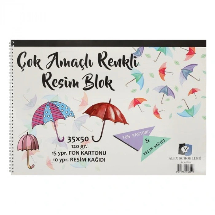 Alex Schoeller Resim Defteri Spiralli Çok Amaçlı 15 Yp 35x50 120 Gr Alx-0299