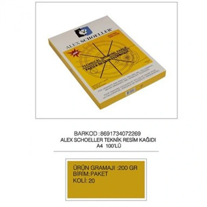 Alex Schoeller Resim Kağıdı Damgalı 100 Lü A4 200 Gr