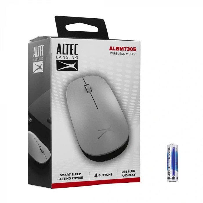 Altec Lansing Albm7305 Gümüş 2.4ghz Usb 1600dpı Alkalin Pilli Kablosuz Mouse