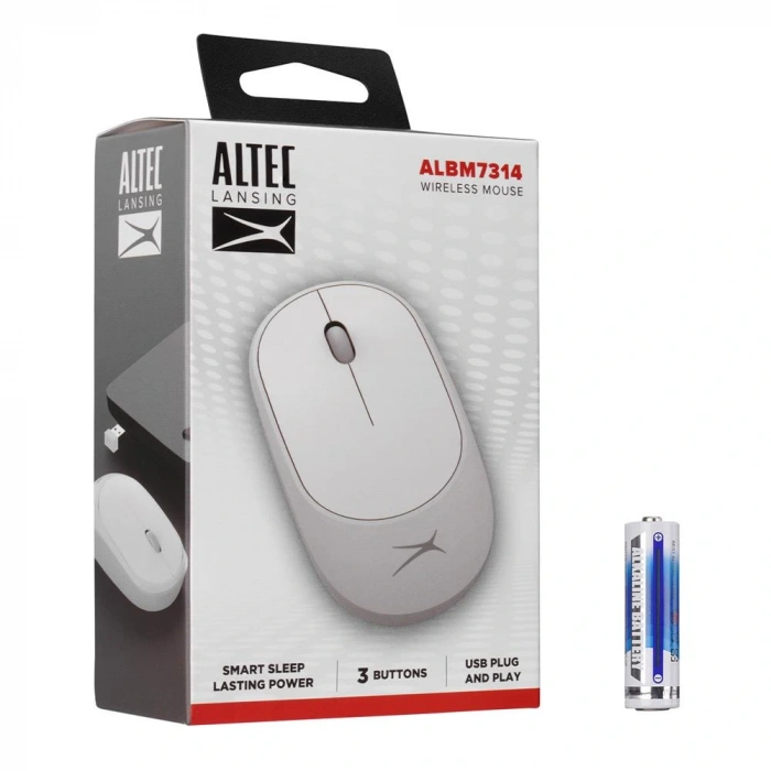 Altec Lansing Albm7314 Beyaz 2.4ghz Usb 1200dpı Alkalin Pilli Kablosuz Mouse
