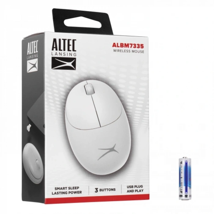 Altec Lansing Albm7335, Beyaz, 2.4ghz Usb,  1200dpı, Kablosuz Optik Mouse