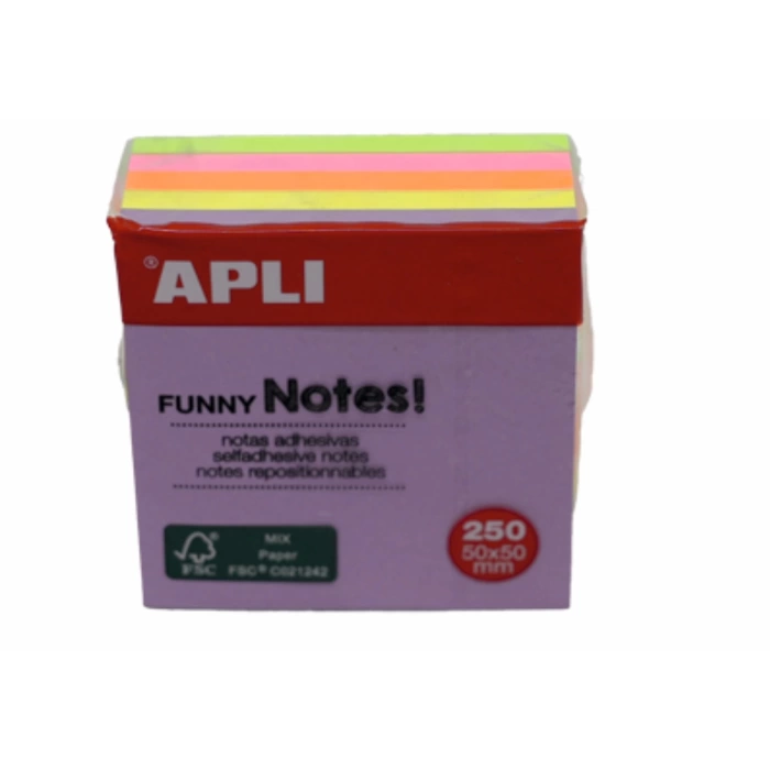 Apli Yapışkanlı Not Kağıdı 5 Renk Küp 250 YP 50x50 11596