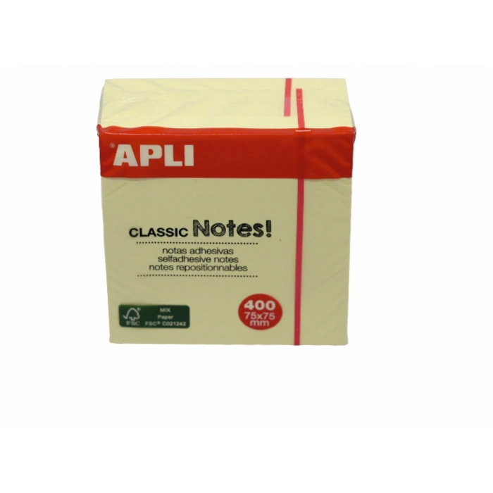 Apli Yapışkanlı Not Kağıdı Classic 400 Yp 75x75 Küp 11597