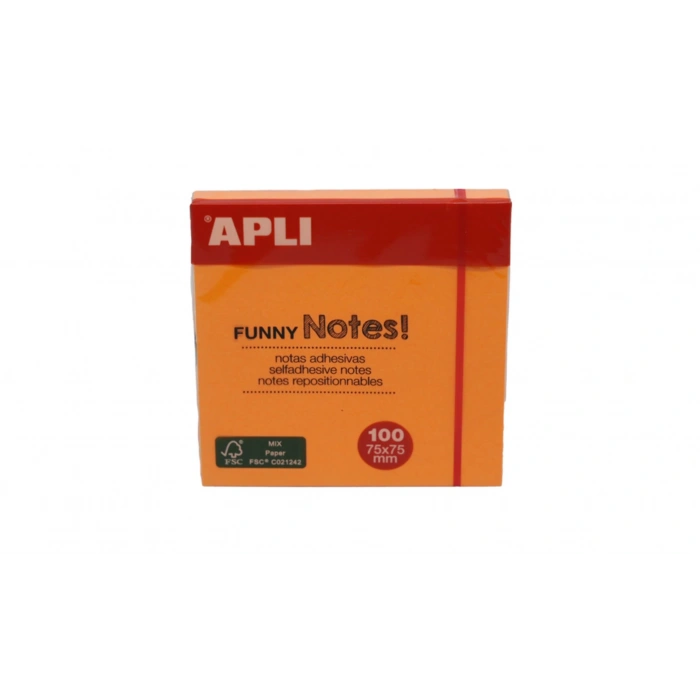 Apli Yapışkanlı Not Kağıdı Turuncu Funny 100 YP 75x75 11900