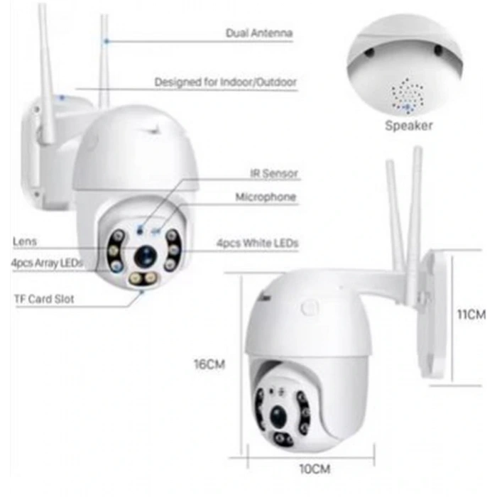 Apronx APX-WP70 3mp 2.8mm 8 LED Wifi Ptz Kamera