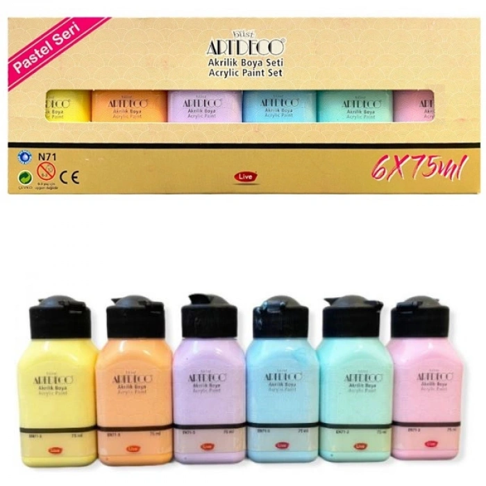Artdeco Akrilik Boya 6x75 Ml Set Pastel Renkler Lv-y-070ı-as2