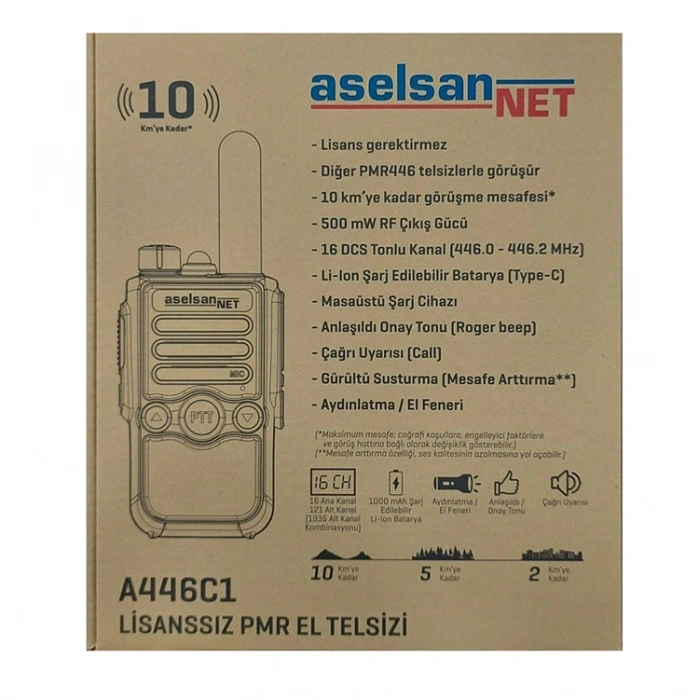 Aselsan A446c1 Lisanssız Pmr Tekli El Telsizi Pil Ve Şarj Dahil