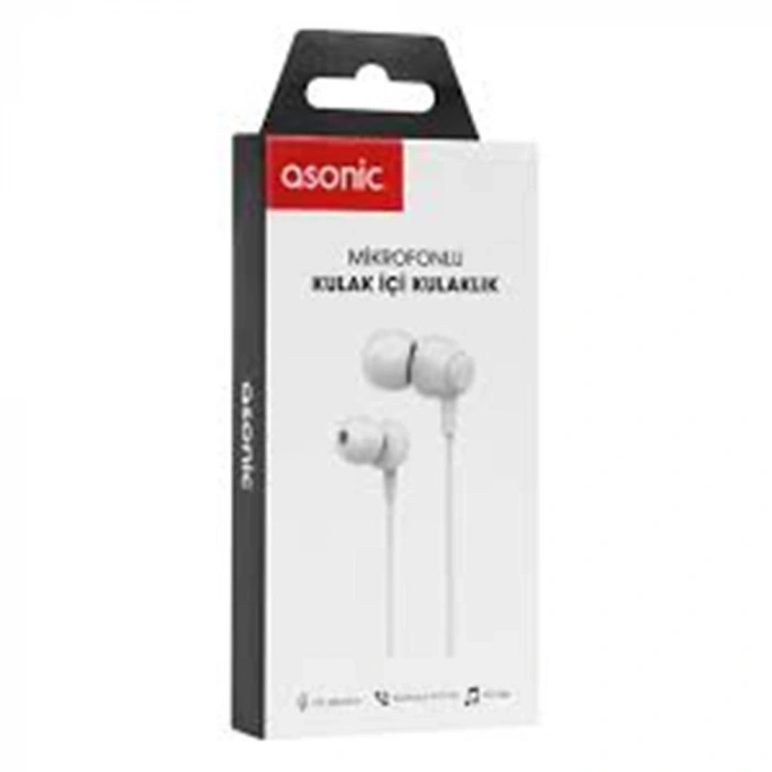 Asonic As-xk90 Beyaz  Kulak İçi Mikrofonlu Kulaklık