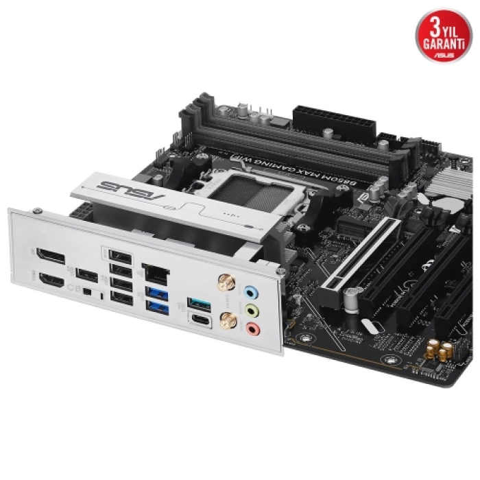 ASUS B850M MAX GAMING WIFI, 4xDDR5, 3x M2, HDMI, DP, Type-C, Wi-Fi 6, Bluetooth v5.4, AM5 Soket GAMING Anakart