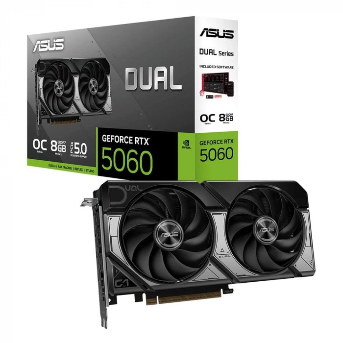 Asus Dual-rtx5060-o8g-nvıdıa-geforce-rtx 5060-8gb Gddr7-128bıt--oc-hdmı-3xdp-dlss3 Ekran Kartı