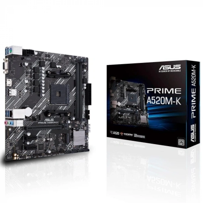 Asus Prıme A520m-k, 2xddr4, 1x M.2, D-sub, Hdmı, Am4 Soket Anakart