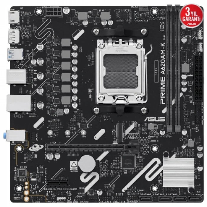 Asus Prıme A620am-k, 2xddr5, 1x M.2, Dp, Hdmı, Am5 Soket Anakart