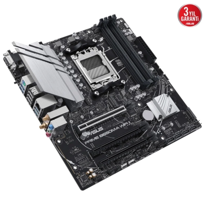 ASUS PRIME B650M-A WIFI II, 4xDDR5, 2x M.2, D-SUB, HDMI, DP, Wi-Fi 6, Bluetooth v5.2, AM5 Soket GAMING Anakart