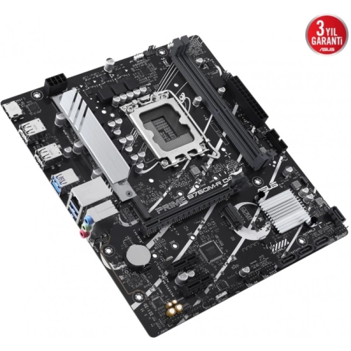 ASUS PRIME B760M-R D4, 2xDDR4, 2x M.2, HDMI, 12-13-14.Nesil, LGA1700 Soket, Anakart