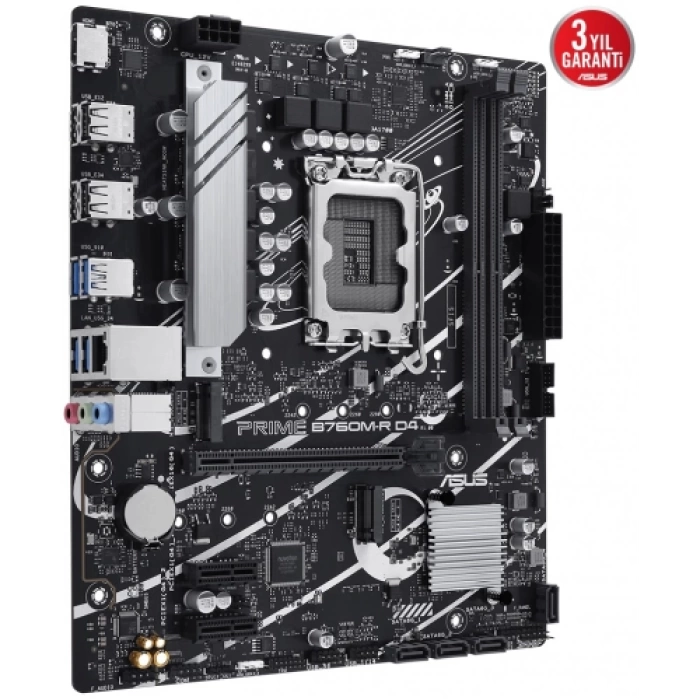 ASUS PRIME B760M-R D4, 2xDDR4, 2x M.2, HDMI, 12-13-14.Nesil, LGA1700 Soket, Anakart