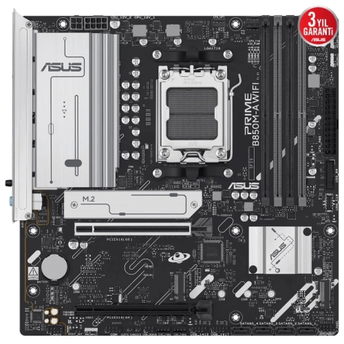 ASUS PRIME B850M-A WIFI, 4xDDR5, 3xM.2, 2xDP, HDMI, Type-C, Wi-Fi 6, Bluetooth 5.3, AM5 Soket Anakart