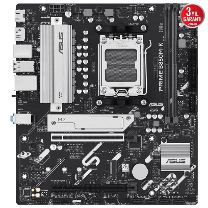 ASUS PRIME B850M-K, 2xDDR5, 2x M.2, DP, HDMI, AM5 Soket Anakart