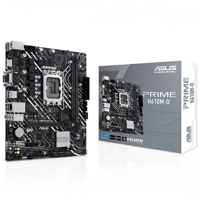 ASUS PRIME H610M-D, 2xDDR5, M.2, D-SUB, HDMI, RS232 Port, 12-13.14.Nesil, LGA1700 Soket, Anakart
