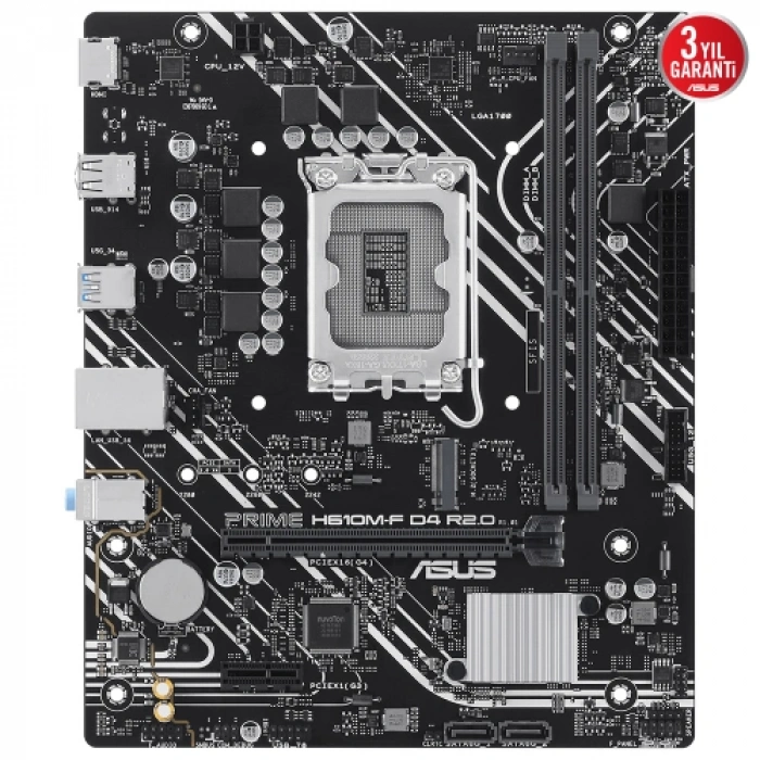 Asus Prıme H610m-f D4 R2.0, 2xddr4, M.2, Hdmı, 12-13.14.nesil, Lga1700 Soket, Anakart