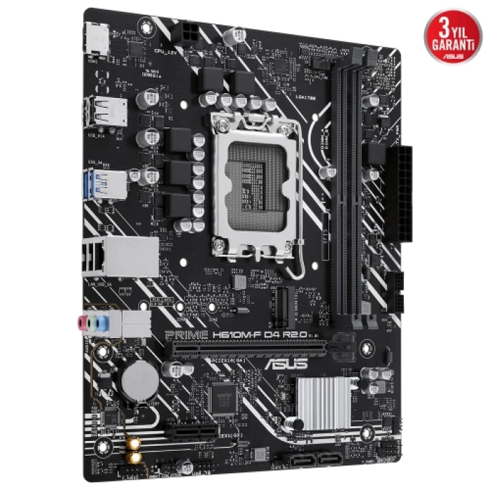 ASUS PRIME H610M-F D4 R2.0, 2xDDR4, M.2, HDMI, 12-13.14.Nesil, LGA1700 Soket, Anakart