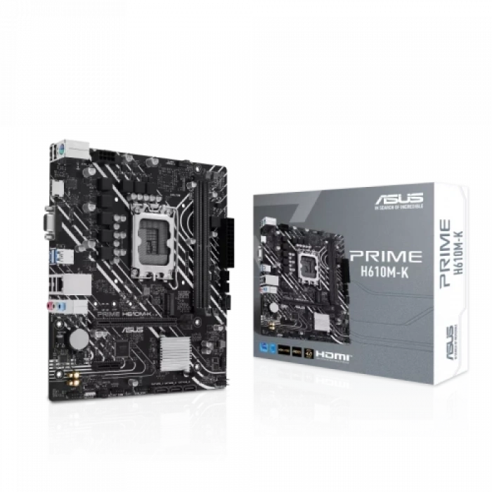 ASUS PRIME H610M-K, 2xDDR5, M.2, D-SUB, HDMI, 12-13.14.Nesil, LGA1700 Soket, Anakart