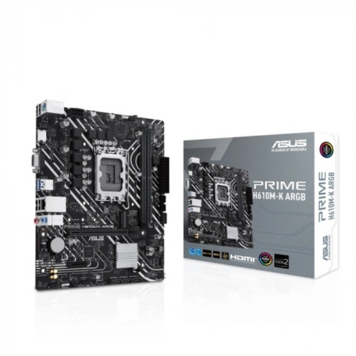 Asus Prıme H610m-k Argb, 2xddr5, M.2,d-sub, Hdmı,12-13.14.nesil, Lga1700 Soket, Anakart