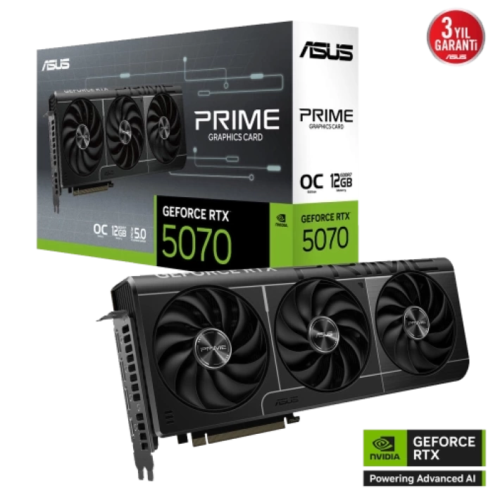 ASUS PRIME-RTX5070-O12G, 12Gb, 192Bit, GDDR7, 1xHDMI, 3xDP GAMING Ekran Kartı