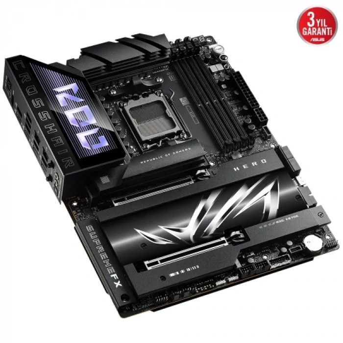 Asus Rog Crosshaır X870e Hero, 4xddr5, 5xm.2, Hdmı, Dp, Type-c, Pcıe 5.0, 2xwi-fi 7, Bluetooth V5.4, Am5 Soket Gamıng Anakart