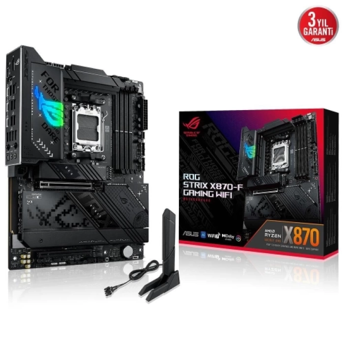 ASUS ROG STRIX X870-F GAMING WIFI, 4xDDR5, 4xM.2, HDMI, DP, Type-C, Wi-Fi 7, Bluetooth v5.4, AM5 Soket GAMING Anakart