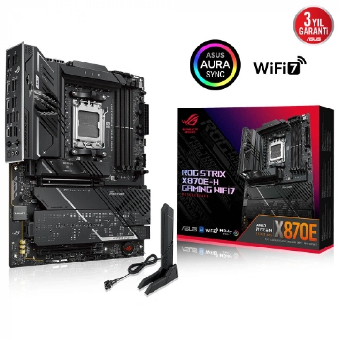 Asus Rog Strıx X870e-h Gamıng Wıfı7, 4xddr5, 4xm.2, Dp, Hdmı, Type-c, Pcıe 5.0, Wi-fi 7, Bluetooth V5.4, Am5 Soket Gamıng Anakart