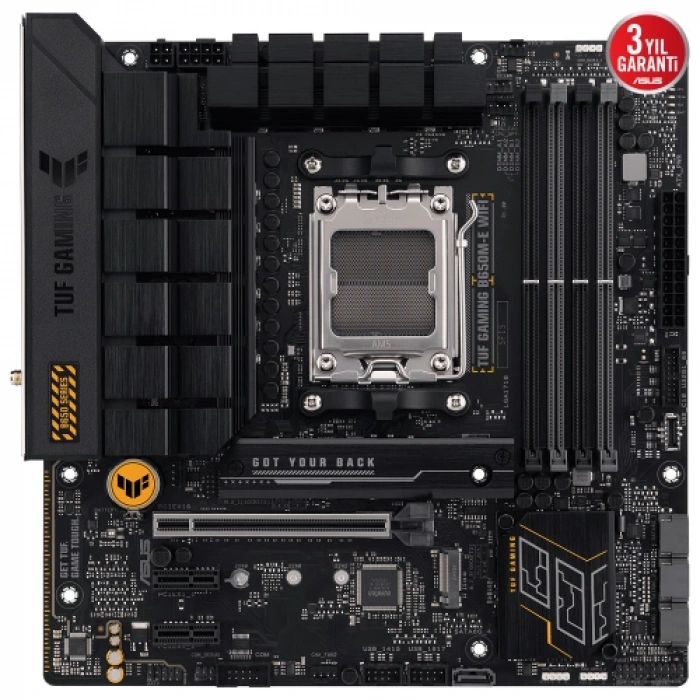 ASUS TUF GAMING B650M-E WIFI, 4xDDR5, 2x M.2, HDMI, DP, Type-C, Wi-Fi 6, Bluetooth v5.2, AM5 Soket GAMING Anakart