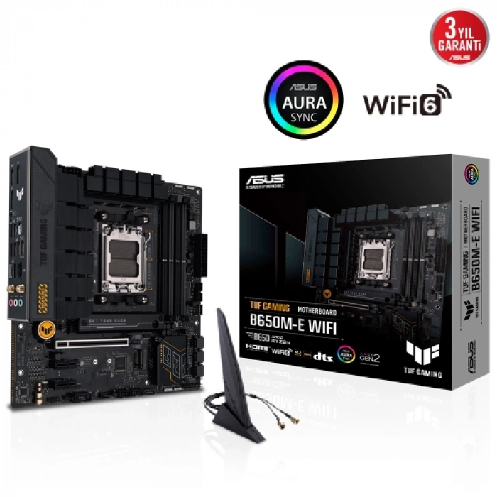 ASUS TUF GAMING B650M-E WIFI, 4xDDR5, 2x M.2, HDMI, DP, Type-C, Wi-Fi 6, Bluetooth v5.2, AM5 Soket GAMING Anakart