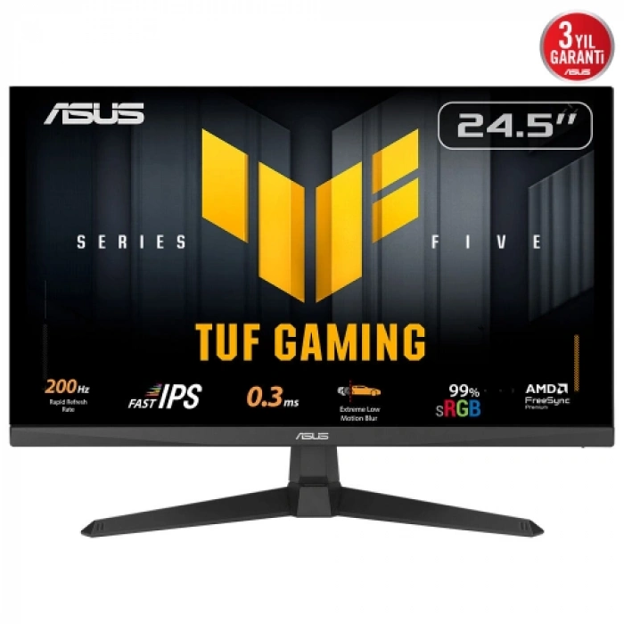 Asus Tuf Gamıng Vg259Q5a 24,5" 0.3ms, 200hz, Full Hd, Dp, 2xhdmı, Hoparlör, Ips Panel, Elmb Sync Premium, Gamıng Monitör