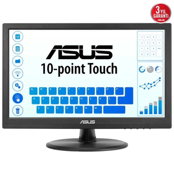 ASUS VT168HR 15.6" 5ms, 60Hz, Dokunmatik, HDMI, D-Sub, Düşük Mavi Işık, FreeSync, TN Panel Monitör
