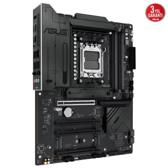 ASUS X870 MAX GAMING WIFI7, 4xDDR5, 3x M2, HDMI, DP, Type-C, Wi-Fi 7, Bluetooth v5.3, AM5 Soket GAMING Anakart