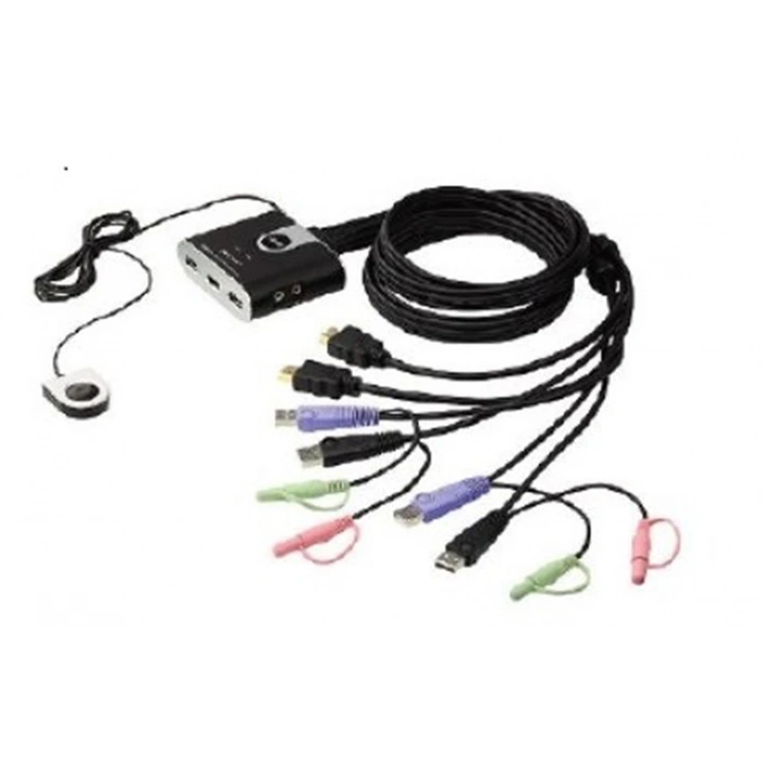 Aten Cs692 2 Port Usb 2.0 Hdmı Kvmp 2-port Usb Hdmı-audio Cable Kvm Switch With Remote Port Selector