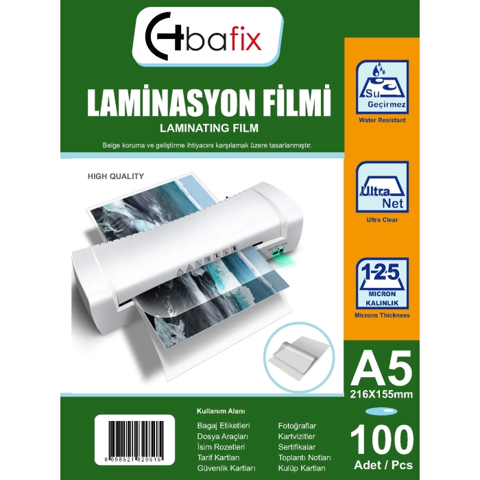 Bafix Laminasyon Filmi A5 125 MIC 216x155
