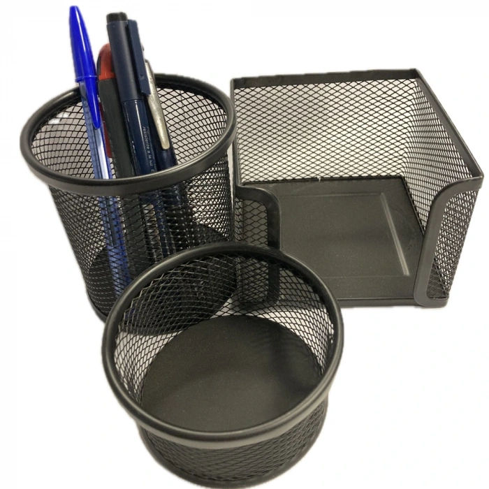 Bafix Masa Seti Ataşlık-kağıtlık-kalemlik 3 Lü Metal Perforeli Siyah Bfx-mms9801s