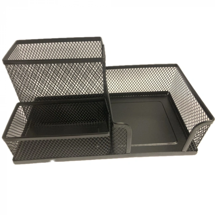 Bafix Masa Üstü Organizer Kalemlik Metal Perforeli 3 Bölmeli Siyah Bfx-mmk805s