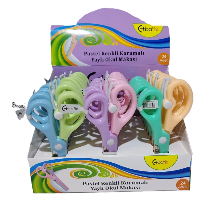 Bafix Okul Makası Korumalı Yaylı 13,5 Cm Pastel Renkli BFX-SA2050-M