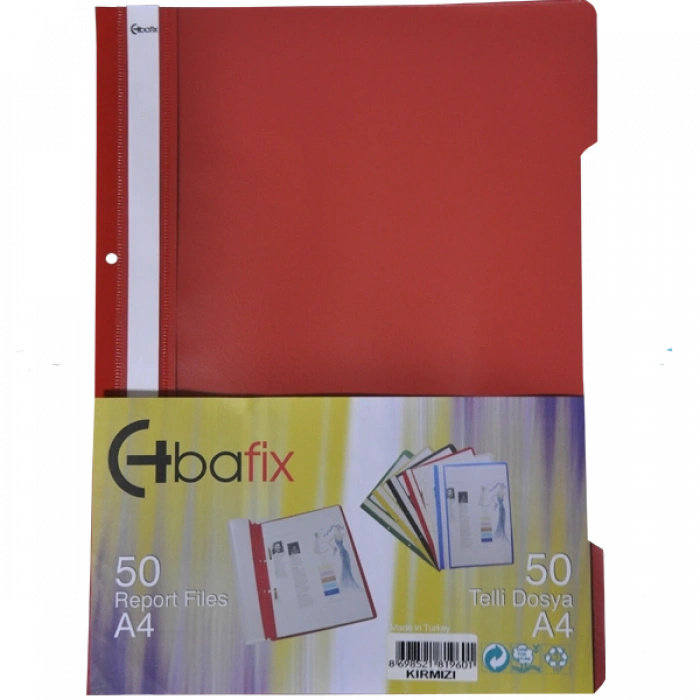 Bafix Telli Dosya Plastik Xl Kırmızı A4