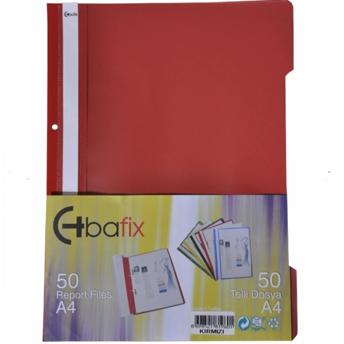 Bafix Telli Dosya Plastik XL Kırmızı A4