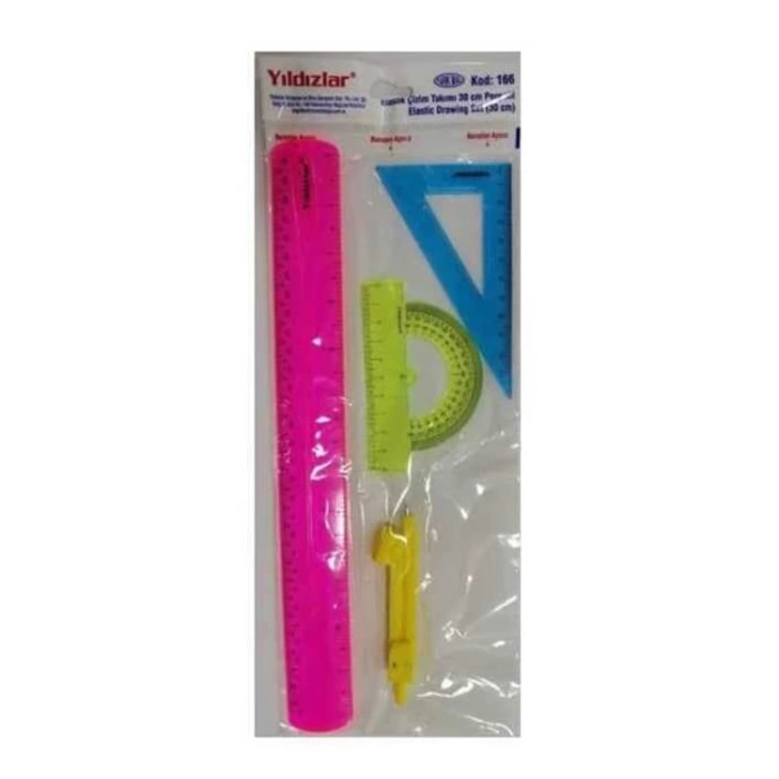 Beş Yıldızlar Elastik Çizim Takımı 30 Cm Pergelli 166
